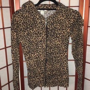 Leopard zip up with hood